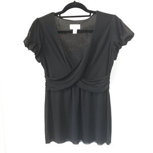 LOFT Womens Black V Neck fully lined Blouse
